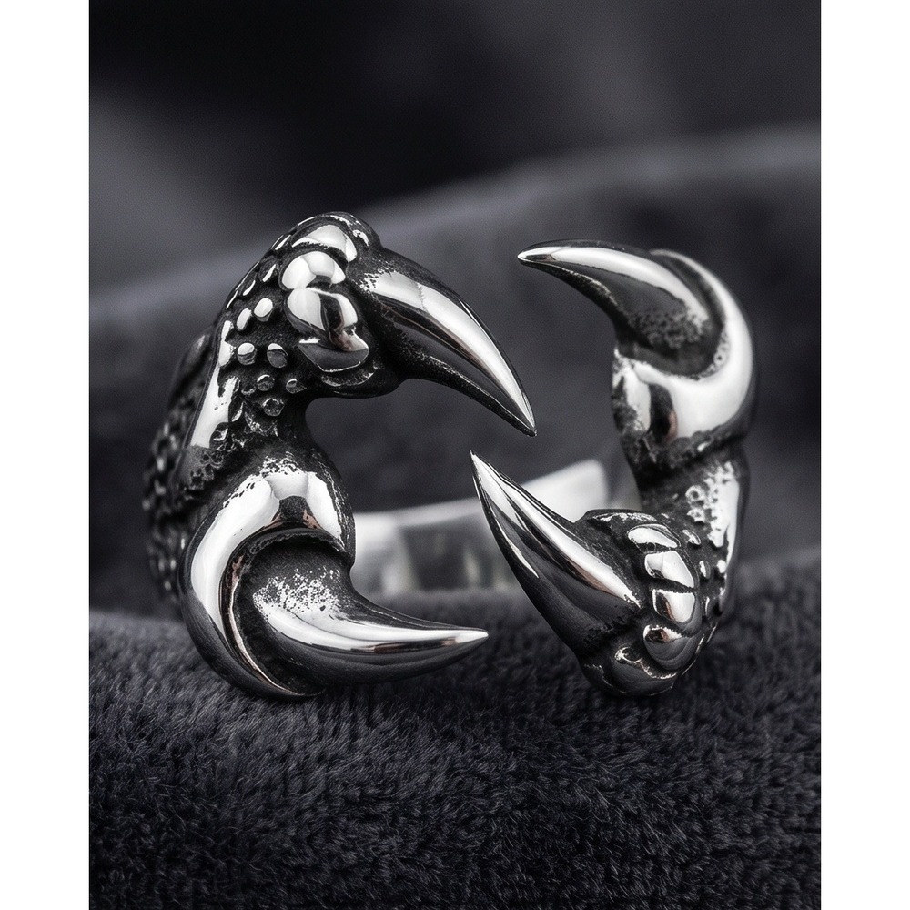 Efloral Jewelry Unisex Size‎ 8 Dragon Claw Ring Silver Tone Gothic Punk Band NEW